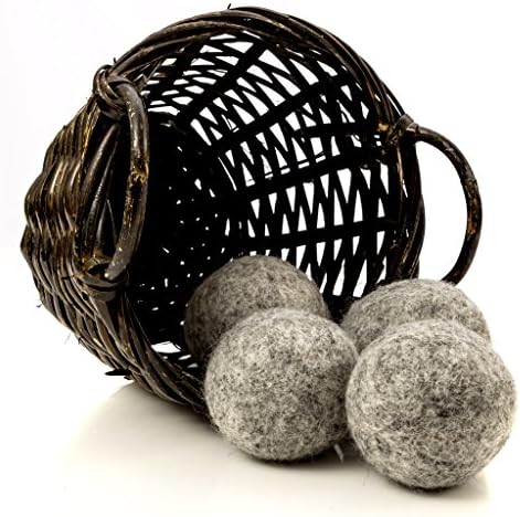 Kitchow Organic Dark Wool Dryer Balls, 4-Pack — Made for Drying Colors/Darks — Natural Ecofriendly Fabric Softener — Reusable Dryer Sheets for Infants