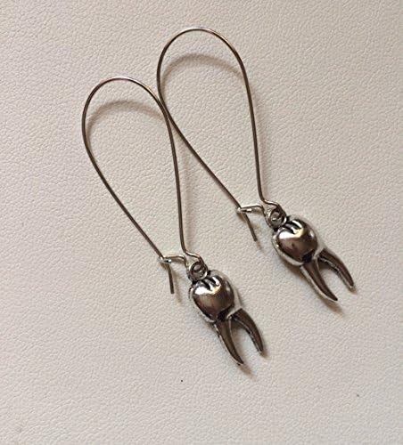 Dental Hygienist Tooth Charm on Kidney Earwire Earrings, Dental Jewelry