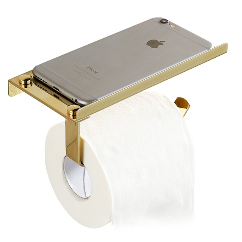 Risingmed Support de Papier Toilette Chrome Porte-Papier de Toilette WC, Porte-Rouleau de Papier Toilette en Acier Inoxydable (or)