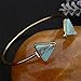Susenstone Retro Stylish Open Bangle Triangle Marble Turquoise Stone Cuff Bracelet (Blue)