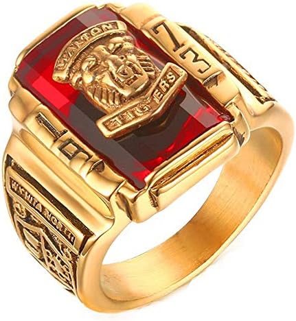 Ueice Man's 1973 Year Walton Tiger Head Navy Military Zircon Gemstone IP Gold Plating Stainless Steel Rings