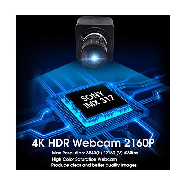 Svpro 4K Ultra HD Webcam 2.8-12mm Varifokalobjektiv USB Mini-Webkamera 3840x2160@30fps Optischer Zoom USB mit Kamera IMX317 Sensor Kamera, USB UVC Konferenz Webcam für Mac/Window/Linux – Bild 4