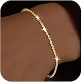 IPEPPY Dainty Shiny 925 Sterling Silver Bracelets for Women 14K Gold Plated Simple Twist Rope Chain Bracelet Minimalist Adjustable Link Charm Bracelet Jewelry Birthday Gifts for Mom