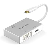 USB C to HDMI DVI VGA USB3.0 Adapter,USB 3.1 Type-C 4in1 Hub to HDMI DVI 4K VGA USB Adaptor Converter (Thunderbolt 3 Compatible), USB-C Adapter for MacBook/MacBook Pro air/Surface pro