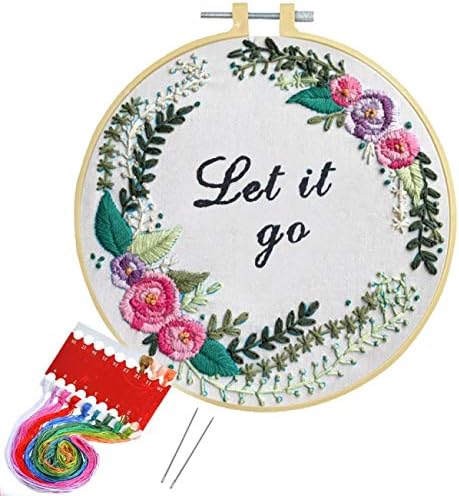 Artilife Embroidery Kit for Beginners Stamped Cross Stitch Hand Embroidery Kit for Adults Kids Craft with Embroidery Hoop Floss Needles