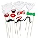 Tinksky 38Pcs Christmas Photo Booth Props Kit on a Stick for Party Supplies with Glasses Moustache Red Lips Deer Horn Santa Hat