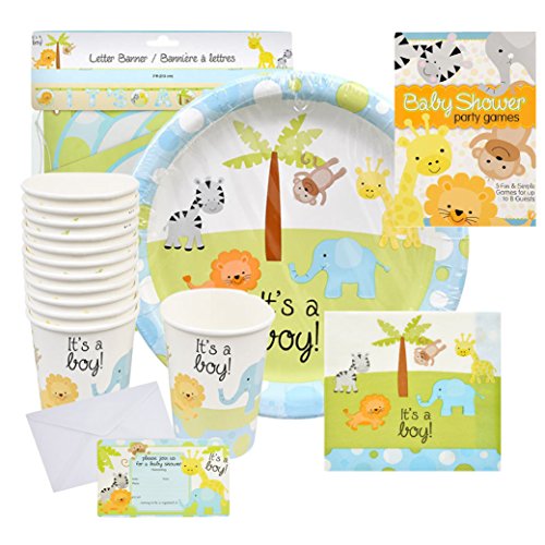 Baby Shower Decorations for Boy â€“ Safari Decorations Bundle that Includes Invitations, Banners, Cups, Plates, Napkins and More â€“ Complete Kit