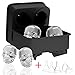 3D Skull Ice Cube Mold Tray, Silicone Ice Cube Tray Ball Skull Mold with 4 Removable Funnels, Large Ice Cube Maker for Whiskey Wine, Cocktails and Beverages