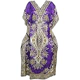 Mogul Interior Women's Long Caftan Beach Kimono Kaftan Dress Beachwear One Size