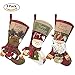 CUKENG 3 Piece Set Christmas Stockings, 18'' Xmas Stockings Hanging, 3D Santa Claus/Snowman/Reindeer Character Santa Gifts Socks Party Favors Decorative Hanging Ornaments