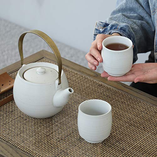 TEANAGOO TC07, Pottery China Tea Cup For W07, 5.8 oz, Ruware, White, 4 pcs/Box