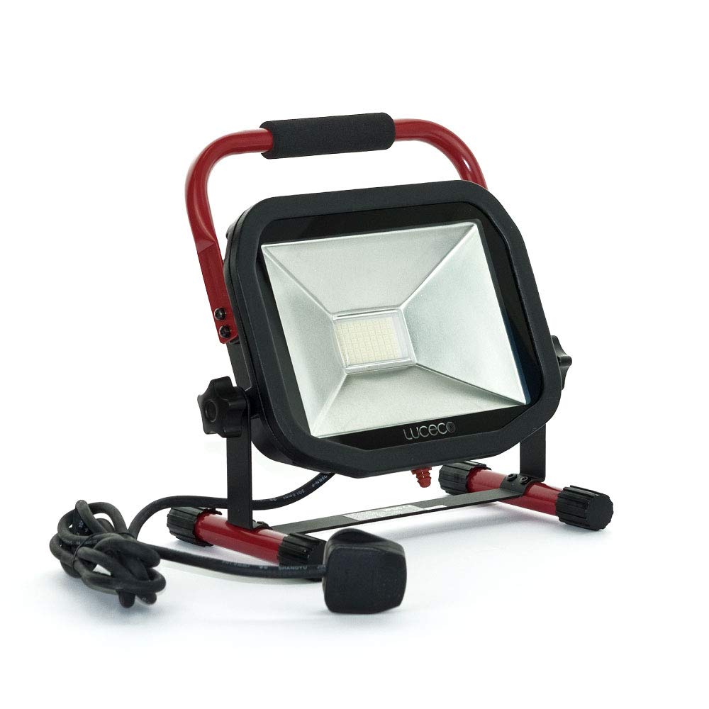 Luceco Portable Slimline LED Work Light, 38 Watts, Red and Black Aluminium