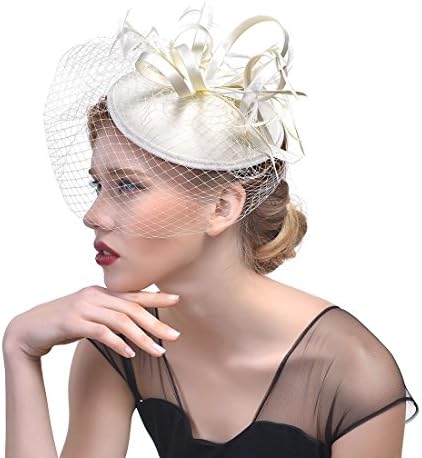 Womens Fascinator Veil Flower Cocktail Tea Party Headwear Pillbox Hat