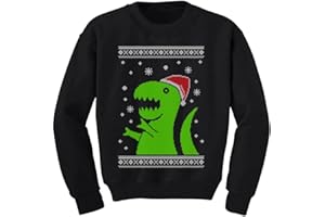 Tstars Big Green Trex Santa Ugly Christmas Sweater Funny Kids Sweatshirt