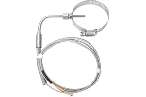 EGT Thermocouple K Type Right Angle 80x5mm Temperature Probe with 3.3Ft 1M 2-Wire Shield Cable, -100-1250℃/ -150-2280℉ Temper