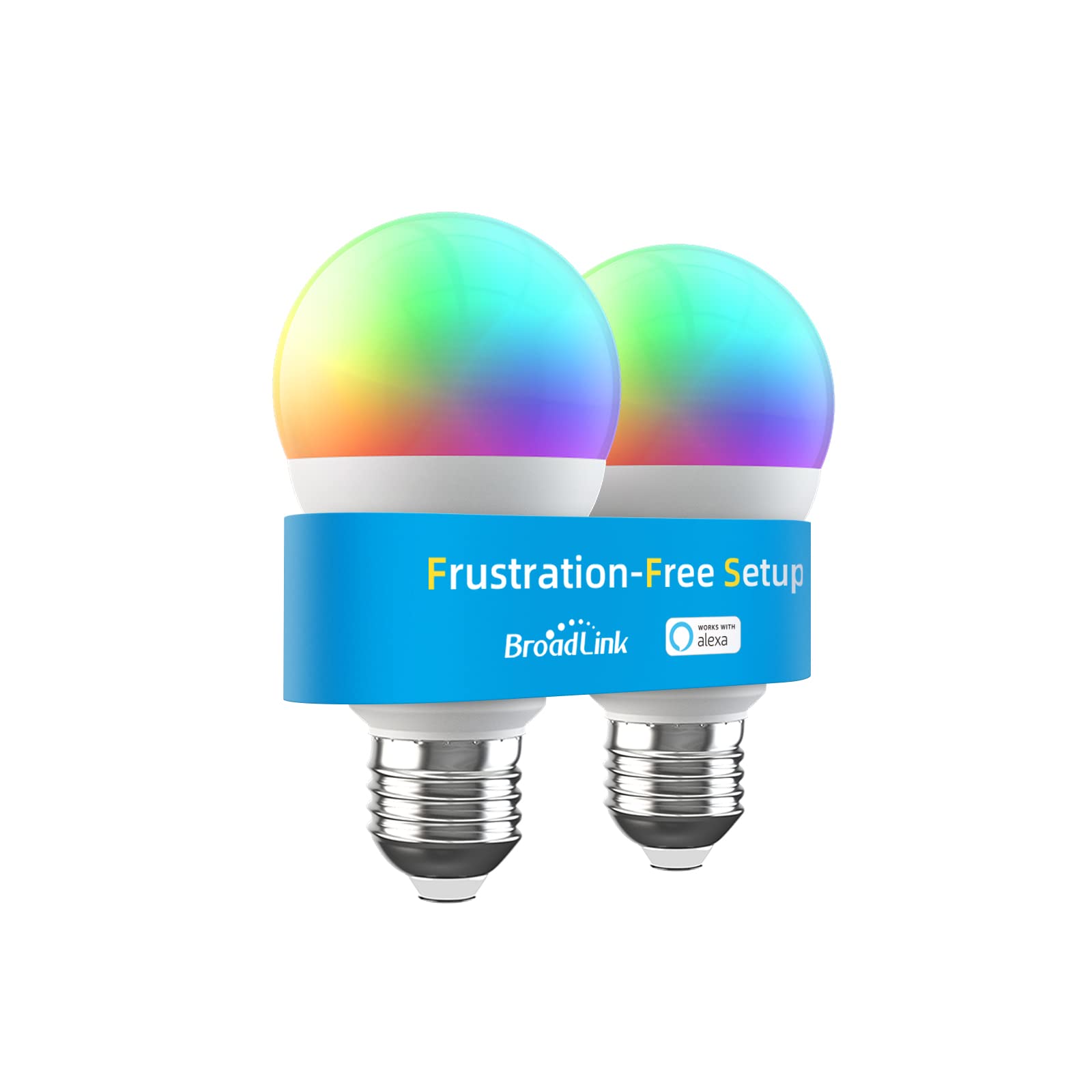 Broadlink Smart Light Bulbs, Frustration-Free Setup (FFS), Works with Alexa Only, BLE Mesh Technology, A60/E27/LED/9 W/800 lm, Colour Change with Music Sync (2 Pack)