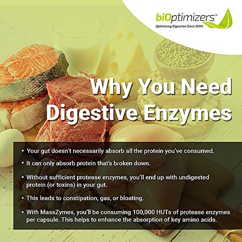 BiOptimizers MassZymes Complete Digestive Enzymes Supplement for Gut