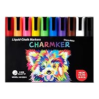 Neon Liquid Chalk Markers (10-Pack) Erasable, Chisel Tip Pens for Writing, Drawing, Art, Crafts | Chalkboard, Bistro Board, Classroom | Kid and Adult Friendly | Non-Toxic