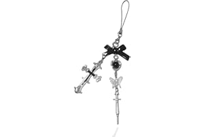 Meefisher Gothic Cross Vintage Y2K Phone Charm Aesthetic Heart Wing Butterfly Accessories Lanyard String for Bag Purse Backpack Wallet Airpods Pendants Decor