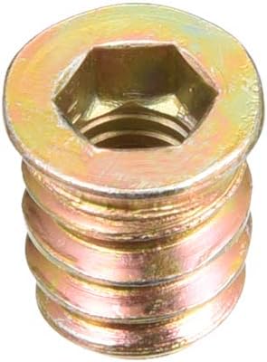 sourcing map Wood Furniture M6x13mm Threaded Insert Nuts Interface Hex Socket Drive 100pcs