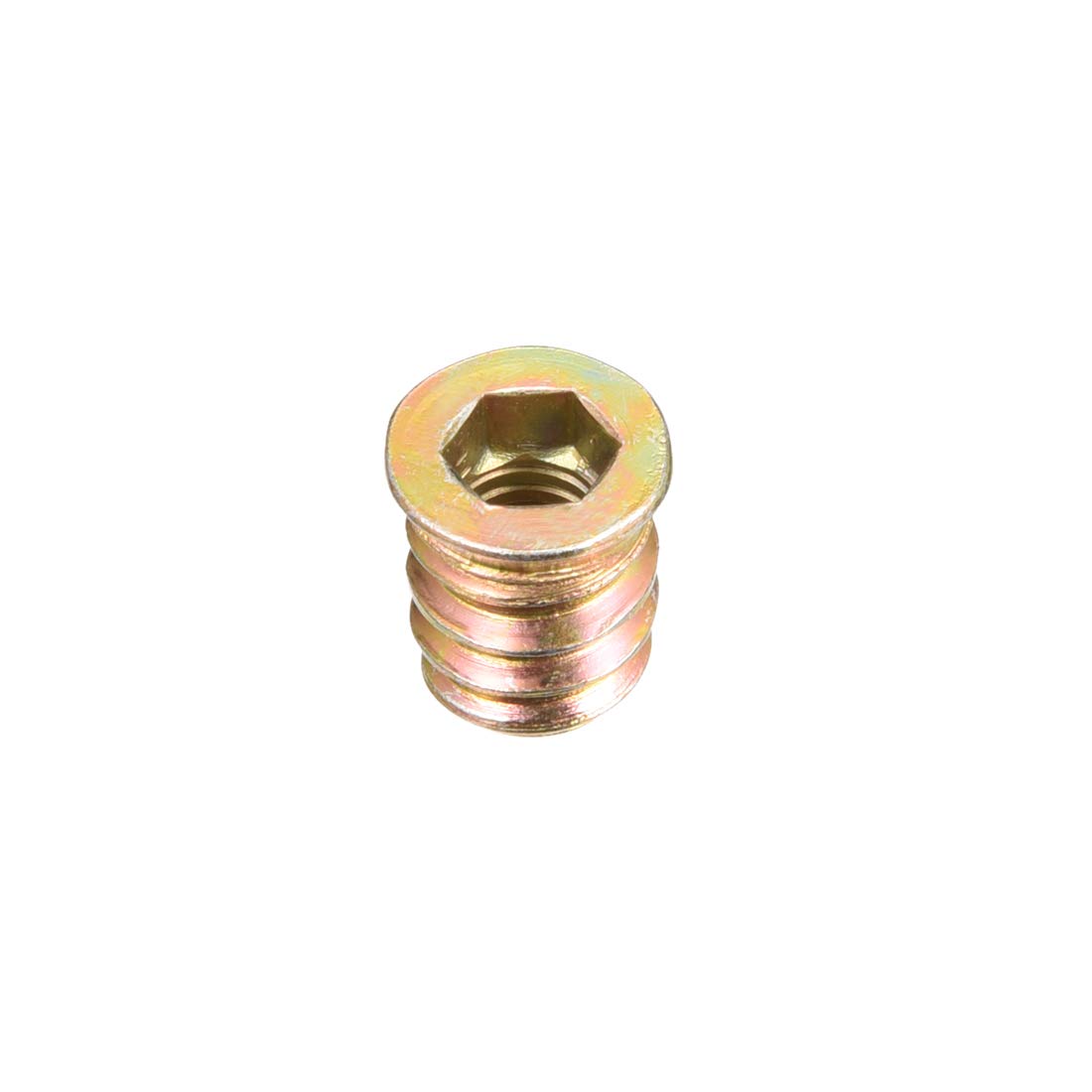 sourcing map Wood Furniture M6x13mm Threaded Insert Nuts Interface Hex Socket Drive 100pcs