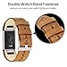 Fitbit Charge 2 Bands, Mkeke Premium Vintage Genuine Leather Replacement Wristbands Adjustable Sport Strap for Fitbit Charge 2 Smartwatch Fitness Wristband(Black/Brown)