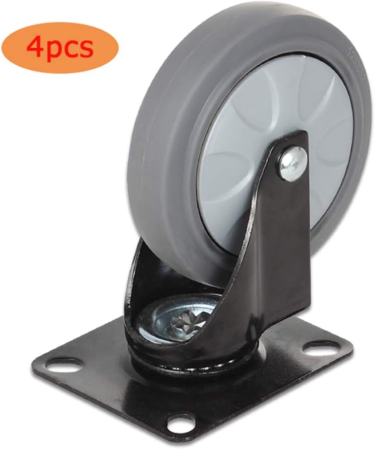 Heavy Duty Rubber Swivel Caster Wheels, Furniture Casters, Industrial Transport Casters, Size (4inch/100mm, 5inch/Mm) 4 Packs - Grey