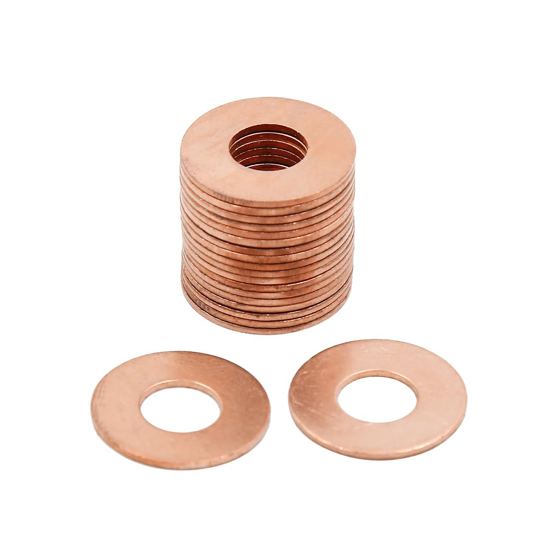 X AUTOHAUX 20 Pcs 9mm Inner Dia Copper Washers Flat Sealing Gaskets Ring — image 1