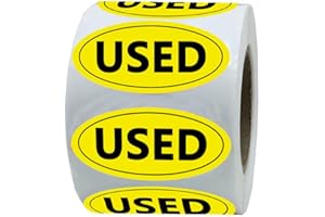 TOP LABEL 500 Pcs Yellow Oval New and Used Inventory Labels, Inventory Control Stickers for Retail Stores, Thrift Shops, Garage Sales,1x2 Inches,(Used)