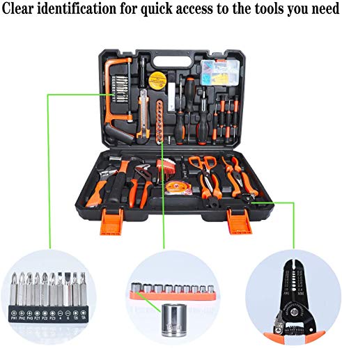 FUNINGEEK Universal Werkzeugkoffer 102-teilig Haushalts-Metallkiste Werkzeug mit Griff für Home Cordless Repair Kit Tool… – Bild 7