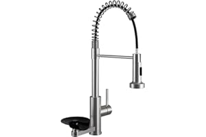 Kitchen Sink Pull Down Faucet with Cup Washer Single Handle Commercial Industrial Pull Out Spring Faucets with Glass Rinser f