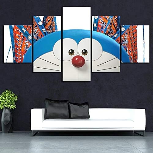 Canvas Prints Wall Art 5 Panels Canvas Picture Doraemon HD Animation Painting Poster Wall Artwork for Home Office Canvas Painting,A,40x60x240x80x240x100x1