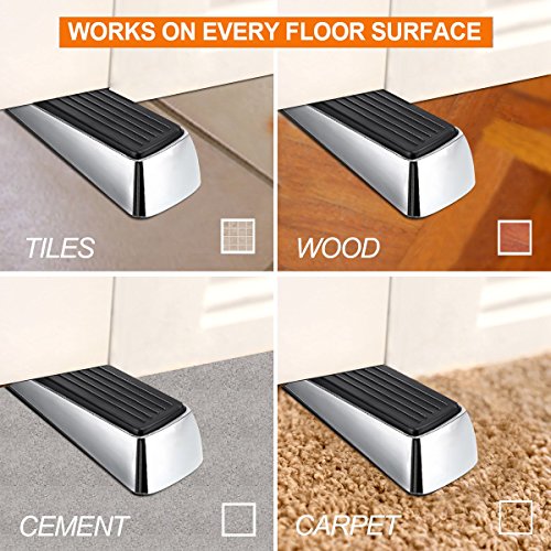 Door Stopper,WERTIOO Door Stops Premium Quality Zinc & Rubber Non-Rust Heavy Duty Wedge that Hugs Doors Tightly and Doesn’t Budge+2 pcs Corner Guards