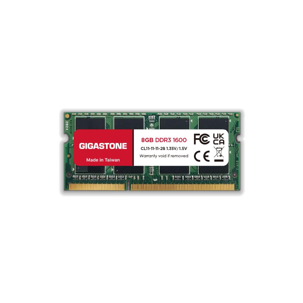 【DDR3 RAM】 Gigastone Laptop RAM 8GB DDR3 8GB DDR3-1600MHz PC3-12800 CL11 1.35V 204 Pin Unbuffered Non ECC SODIMM for Notebook Laptop Memory Module (Laptop ONLY)