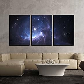 3 Piece Canvas Wall Art - Space Nebula. Cloud of Gas and Dust Blocks The Light of Distant Stars. - Modern Home Art Stretched and Framed Ready to Hang - 16"x24"x3 Panels