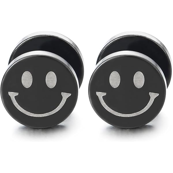 Sentio | 8 Mm Gold-Tone Surgical Steel Smiley Stud Earring | In - Foto 8