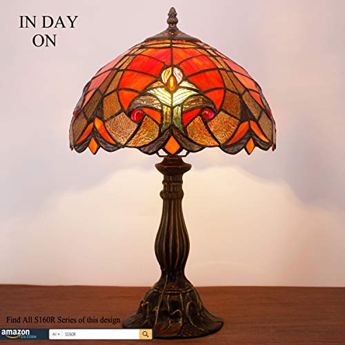 Tiffany Lamp Red Liaison Stained Glass Table Night Desk Reading Light W12h18 Inch Led Bulb Included S160r Werfactory Lamps Parent Lover Friend Kid Living Room Bedroom Bedside Antique Crafts Gifts Pricepulse