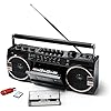 Ricatech PR 1980 Ghetto Blaster Boombox, cassette-/cassetterecorder, AM/FM/SW 3-bands radio, twee 8-watt-X-bas…