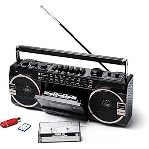 Ricatech PR 1980 Ghetto Blaster Boombox, cassette-/cassetterecorder, AM/FM/SW 3-bands radio, twee 8-watt-X-bas…