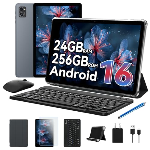 Android 16 Tablet con Teclado - 24 GB RAM+ 256 GB ROM, Octa-Core