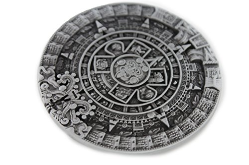 TFJ Men Women Fashion Belt Buckle Silver Metal Aztec Calendar Mayan