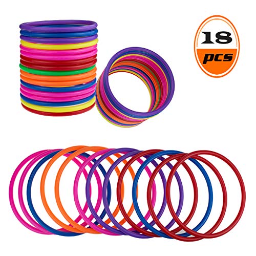 PRALB 18 PCS Plastic Toss Rings Multicolor Toss Rings Random Color Toss Rings for Speed and Agility Practice Games, Carnival, Garden, Backyard, Outdoor Games