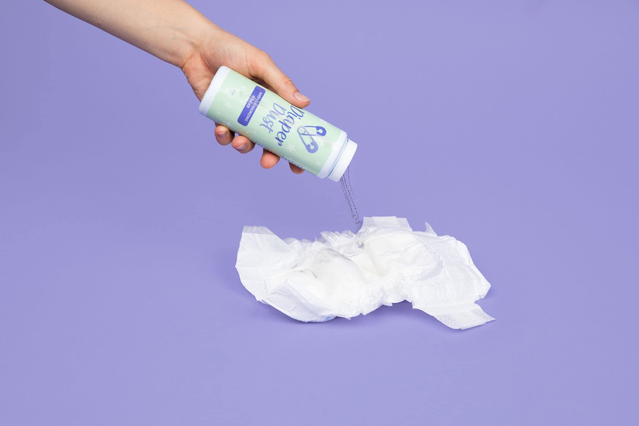 Diaper Dust - Diaper Deodorizing Powder with Activated Charcoal - Diaper Odor Eliminator, No Diaper Pail Needed, Portable and Unscented - Dusting Powder Diaper Smell Eliminator, 2 Pack