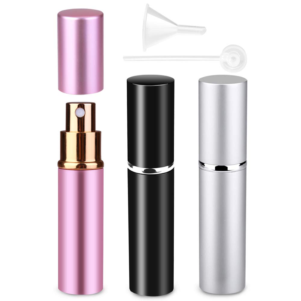 Refillable Travel Perfume Atomiser - 3 Pcs 10ml Mini Portable Spray Bottles for Aftershave With Funnel and Diffuser Tool