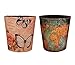 Wastebasket, Yamix European Style Retro PU Leather Wastebasket Paper Basket Trash Can Dustbin Garbage Bin without Lid - World Map Pattern1+ Butterfly and Rose Pattern1