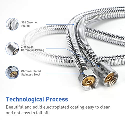 Boonny Shower Hose, 59 Inches Extra Long Chrome Shower Hose Attchment