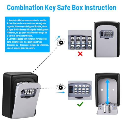 Nestling High Security Key Box Safe Wall Key 4 Digit Key Chest Combination Lock Store Keys