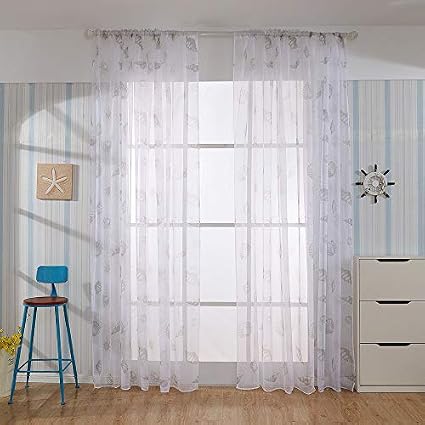 Upxiang Gardine Transparent Kinderzimmer Vorhang Muschel