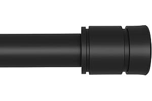 ENJOYBASICS Matte Black Curtain Rods for Windows 66 to 120 Inches, 1 Inch Diameter Adjustable Curtain Rod, Extra Long Curtain Rod with Brackets, Heavy Duty Drapery Rod for Living Room, 28"-132"