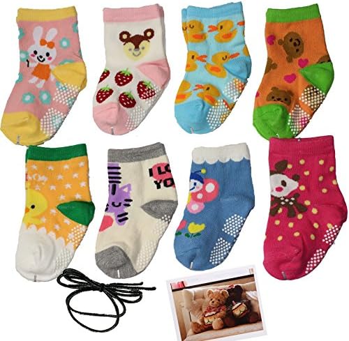 Yaobabymu 6 Pairs Non-Skid Ankle Cotton Socks 12-36 Months Baby Toddler Infant Anti Slip Sneakers Shoe Socks Footsocks Walker Sock